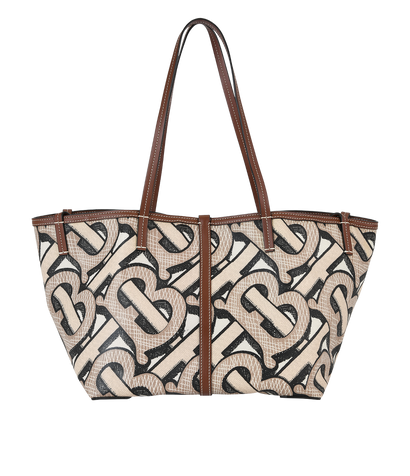 TB Monogram Tote, &pound;530, Handbags, Beige, Canvas, Front view